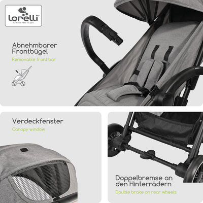 Lorelli Kinderwagen Quick, Sport Buggy klein zusammenklappbar, Einhand-Klappsystem in Sekunden, Nur