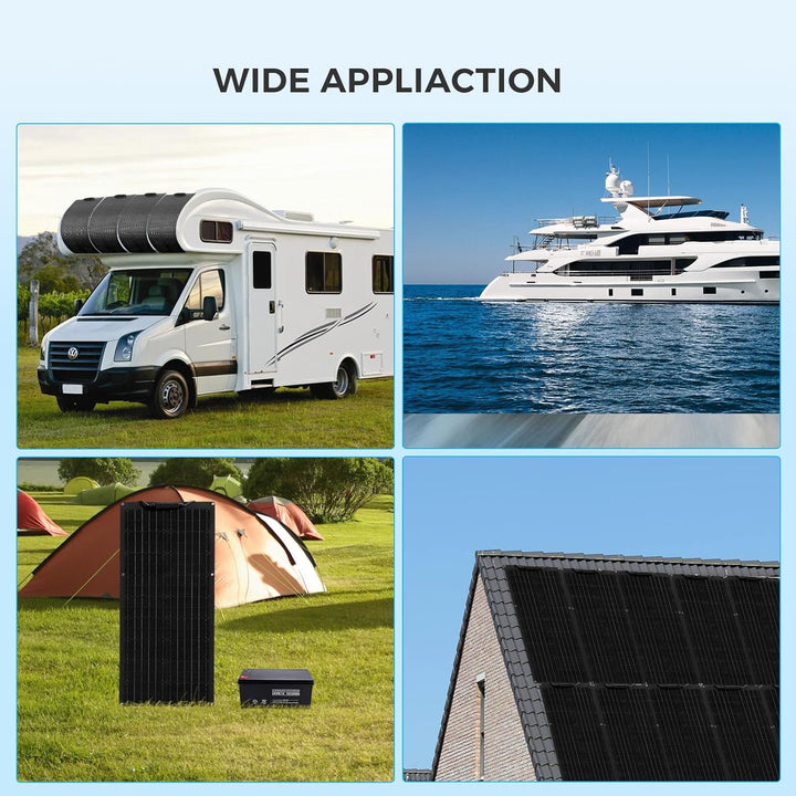 50W Solarpanel Flexibel Schwarz 19,8V Monokristallines Flexibles Solarmodul für 12V Batterien Photov