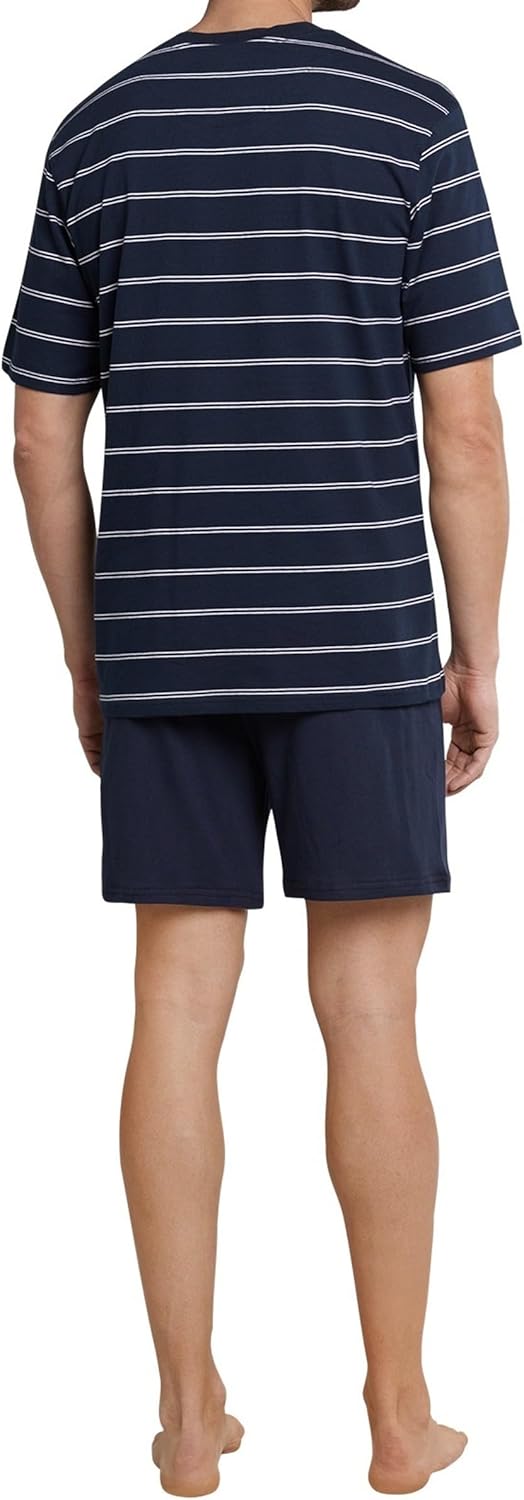 Schiesser Herren kurzer Schlafanzug Pyjama Kurz - 182200 48 Dunkelblau_159621, 48 Dunkelblau_159621