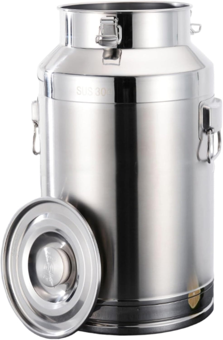 Milchdose 5 l Edelstahleimer mit Deckel und sicheren Schnalle und Hebezling-Rutschmilchkrug für Nahr