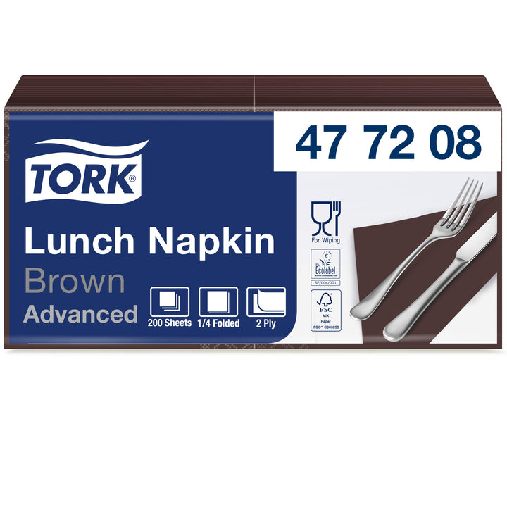 Tork 477208 Lunchservietten Braun / 2-lagige Servietten für kleine Gerichte &amp; Snacks / Advanced Qual