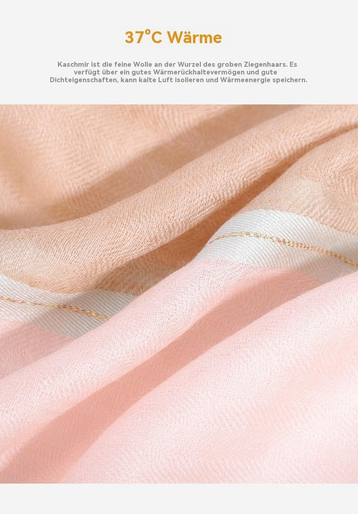 Farbgewebe Damen Unisex Kaschmir Schal 100% feine Kaschmirwolle gewebt mit Fransenrand XL Stola ganz