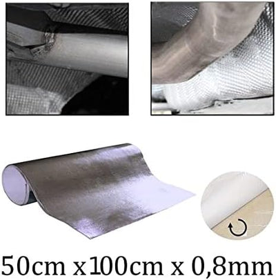 Hitzeschutzmatte 50cm x 100cm Hitzeabweisend selbstklebend Krümmer Auspuff Auto 1016123