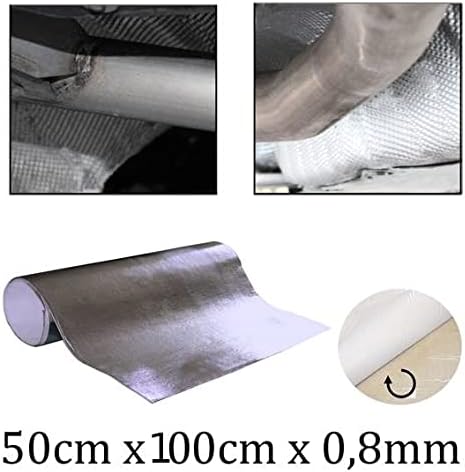 Hitzeschutzmatte 50cm x 100cm Hitzeabweisend selbstklebend Krümmer Auspuff Auto 1016123