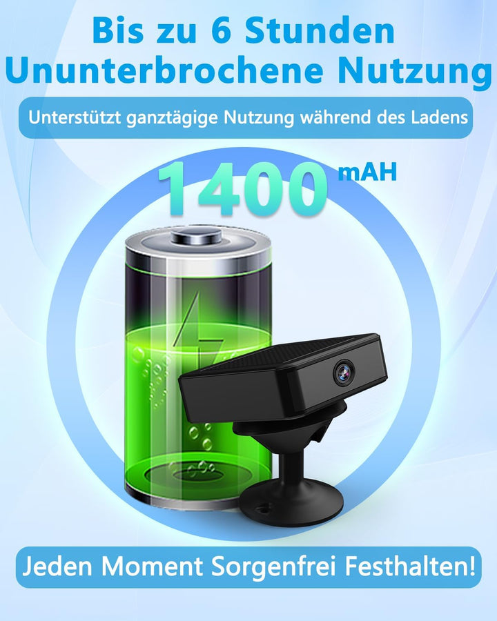 UCOCARE Mini Kamera Überwachungskamera Innen Ohne WLAN, 4K Mini Überwachungskamera Akku mit Nachtsic