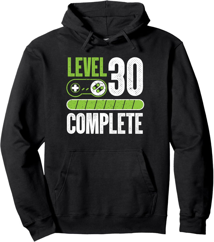 30. Geburtstag Geschenk Mann Frau Gamer Zocker Level 30 Pullover Hoodie