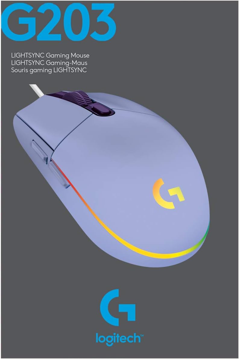 Logitech G203 Gaming-Maus mit anpassbarer LIGHTSYNC RGB-Beleuchtung, 6 programmierbare Tasten, spiel