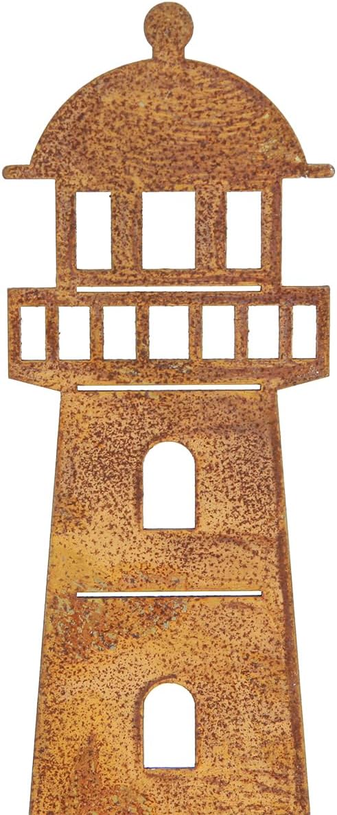 Garten Regenmesser Leuchtturm Rostoptik 41cm Dekorativ