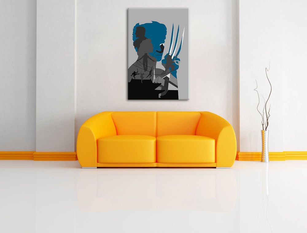 Wolverine mit ausgefahrenen Klingen schwarz/weiss Format: 100x70 auf Leinwand, XXL riesige Bilder fe