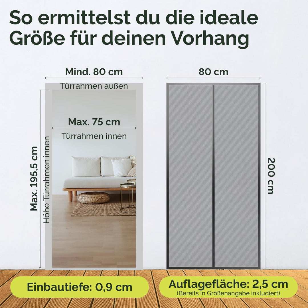 Nematek - Fliegengitter Balkontür 80x200 cm - hochwertige Fliegengitter Tür für die Terrassentür und