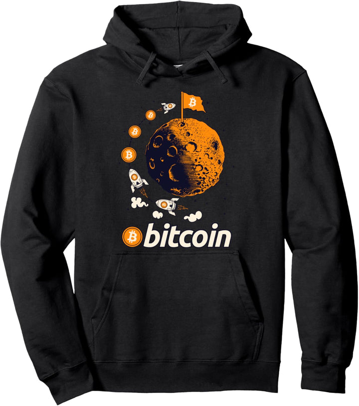 Bitcoin Moon Funny Crypto Cryptocurrency Blockkette Pullover Hoodie