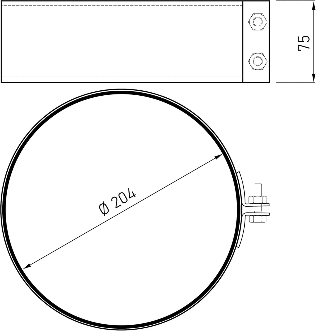 Ofenrohr Dichtschelle - Durchmesser Ø 200 mm - Farbe: schwarz | Rauchrohr Verbinder Bridge, Schwarz