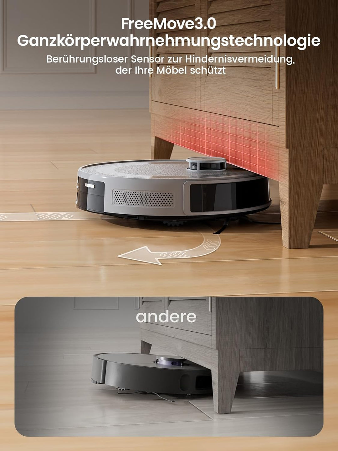 LEFANT M2 Saugroboter mit Wischfunktion, LiDAR Navigation, Roboter mit No-Go-Zonen, 6000Pa Staubsaug