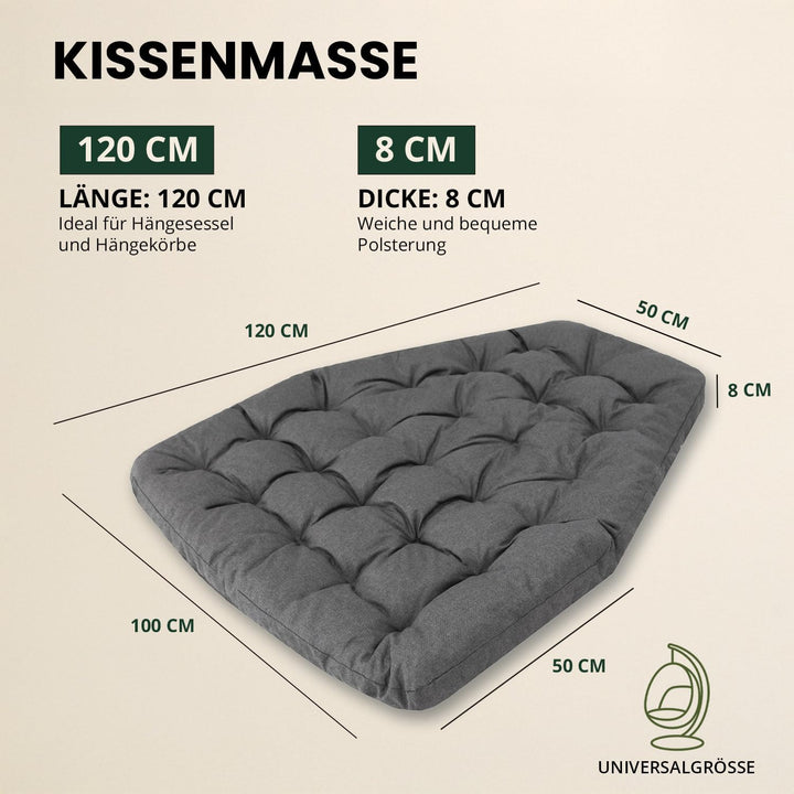 Bjird Hängesessel Kissen, Polster, Auflage für Polyrattan & Rattan Hängeschaukel, Sitzauflage für Hä