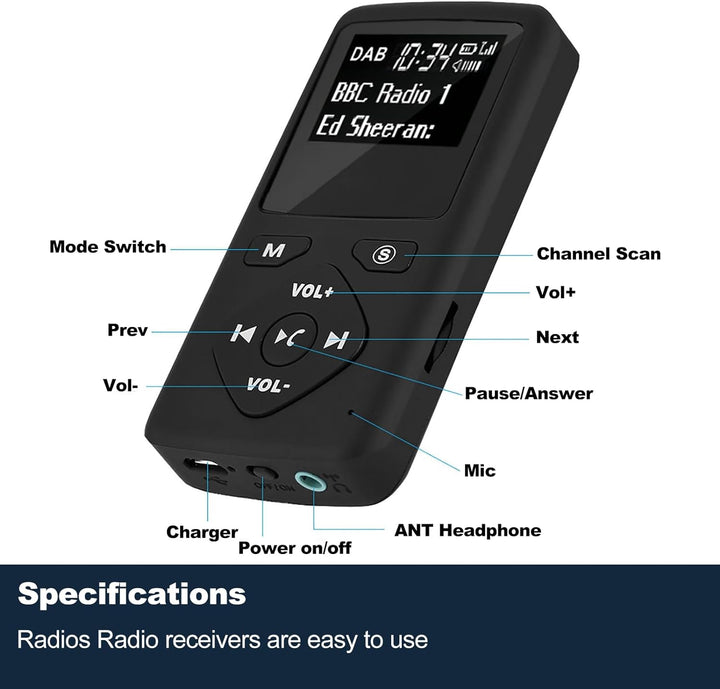 Tragbares Digitales Radio, PersöNliche Tragbare Digital Radio, Mp3 Player Miniradio,Wiederaufladbare