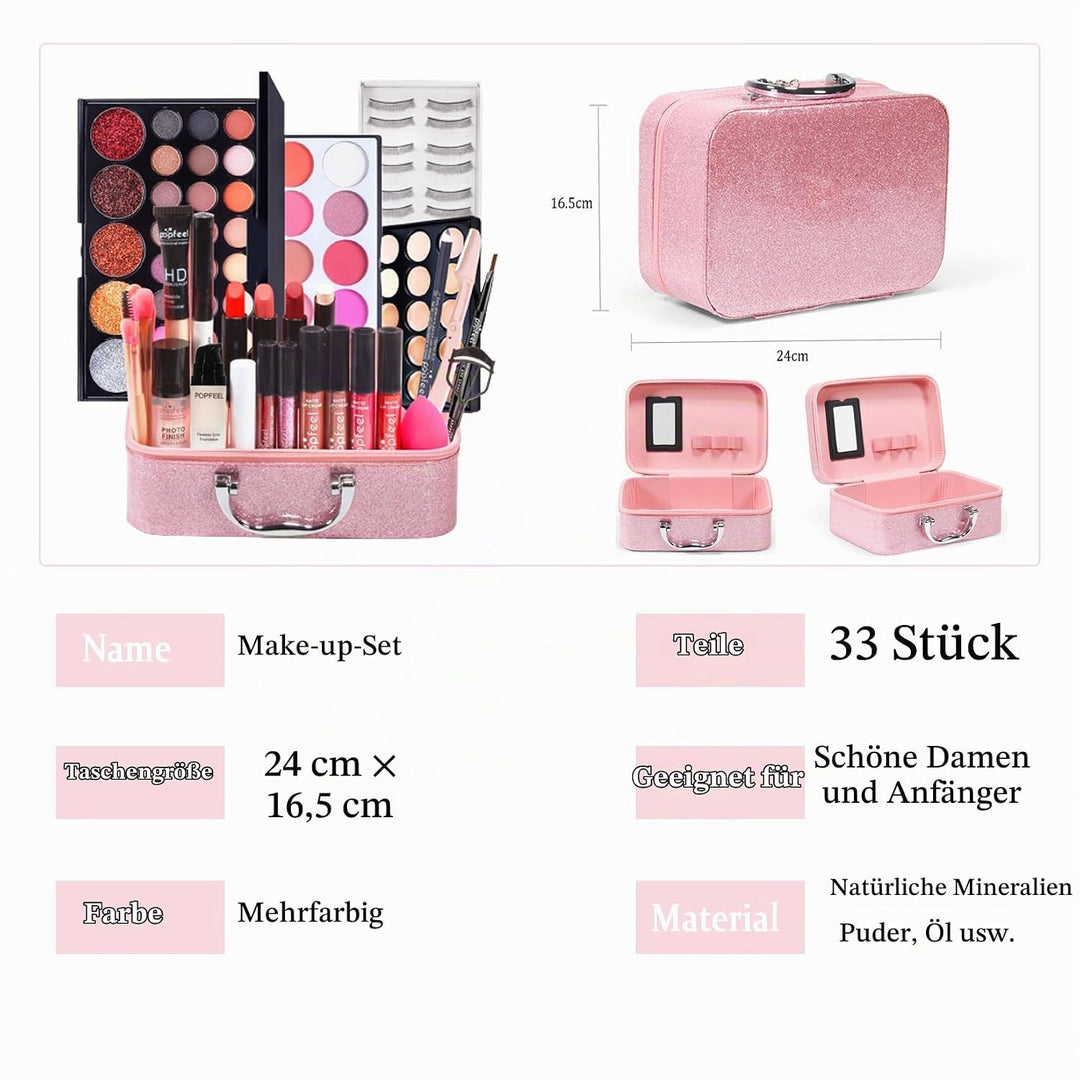 RoseFlower schminkset frauen, Professionelles Make-up-Set Teenager Mädchen Schminkkoffer Kosmetische