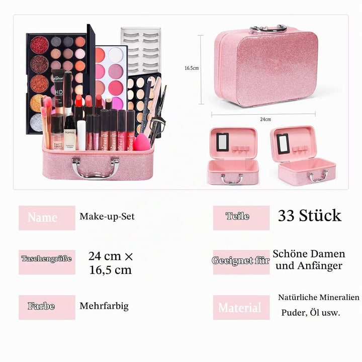 RoseFlower schminkset frauen, Professionelles Make-up-Set Teenager Mädchen Schminkkoffer Kosmetische