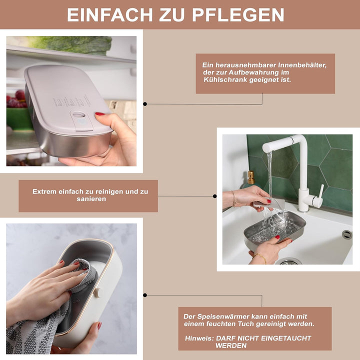 Bella Epoca: Tragbare Elektrische Wärmebox - Elegante Wärmende Lunchbox. Elektrische Lunchbox mit 2