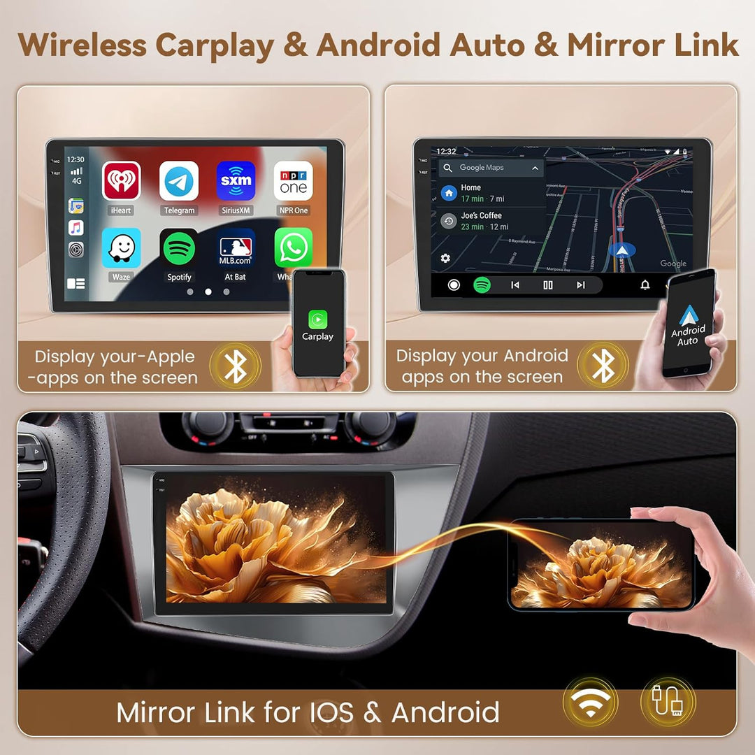 Hikity Android 15 4+128G Autoradio für Seat Leon MK2 2005-2012 mit 9 Zoll Incell Touchscreen, Autora