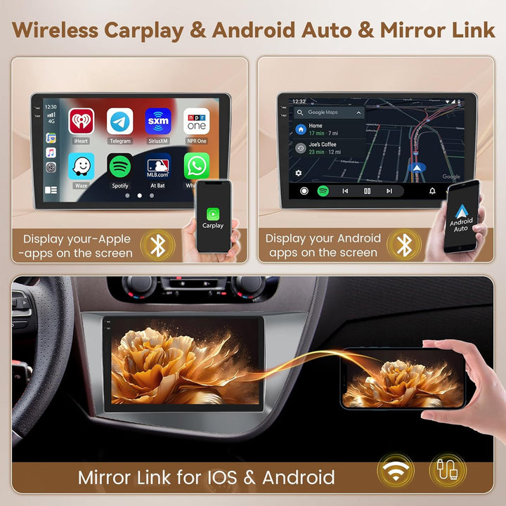 Hikity Android 15 4+128G Autoradio für Seat Leon MK2 2005-2012 mit 9 Zoll Incell Touchscreen, Autora