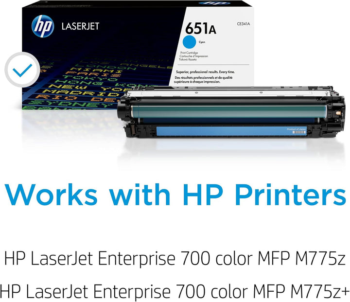 HP 651A (CE341A) Blau Original Toner für HP Laserjet Enterprise M775 Cyan, Cyan