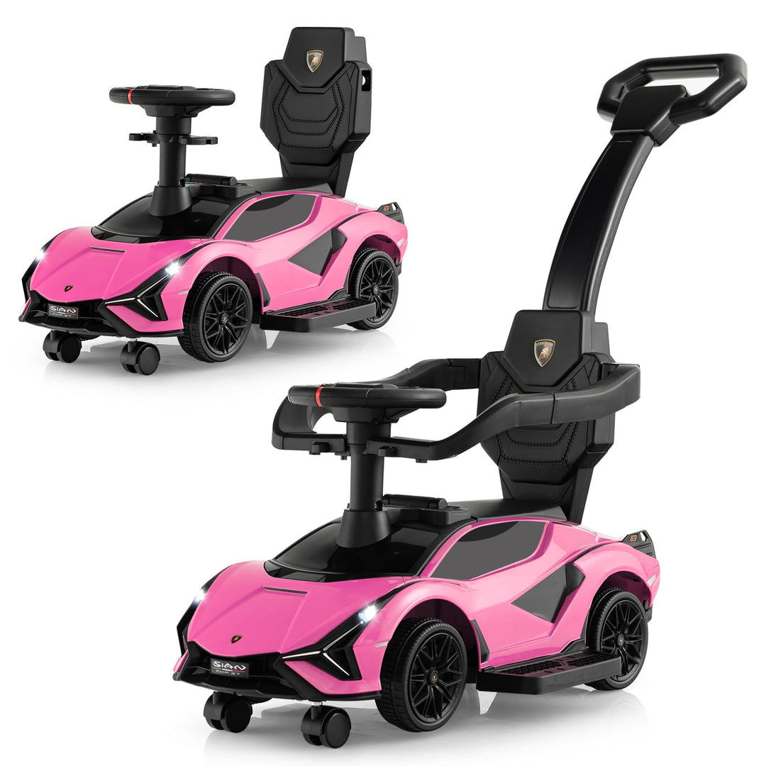 COSTWAY 3-in-1 Lamborghini Rutschauto, Schiebauto mit Scheinwerfern & Musik & Stauraum, Rutschfahrze