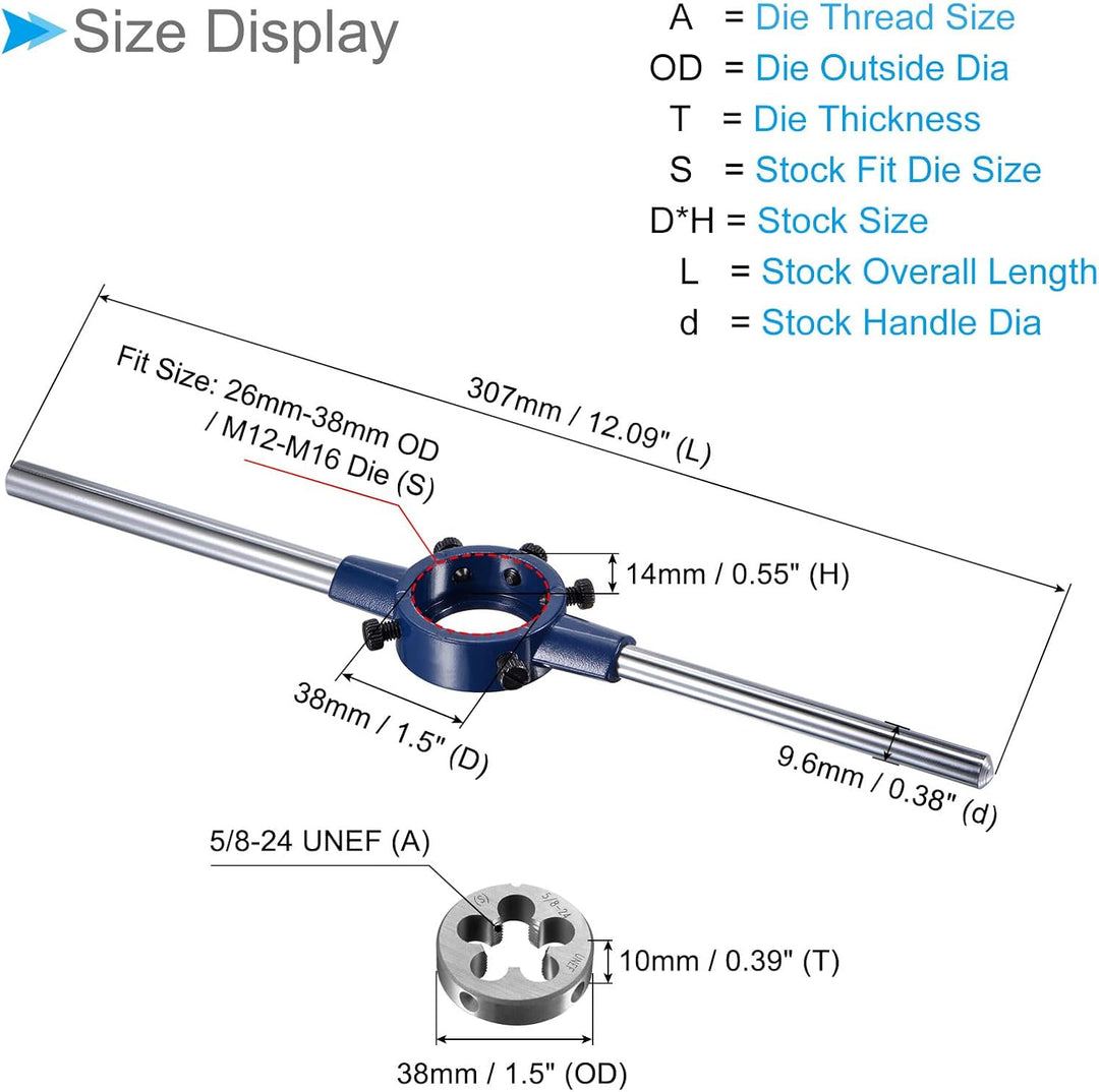 Matrizenbestand Handgriff Set 5/8-24 UNEF Gewinde Matrize und Passt 26mm-38mm AD / M12-M16 Matrize S
