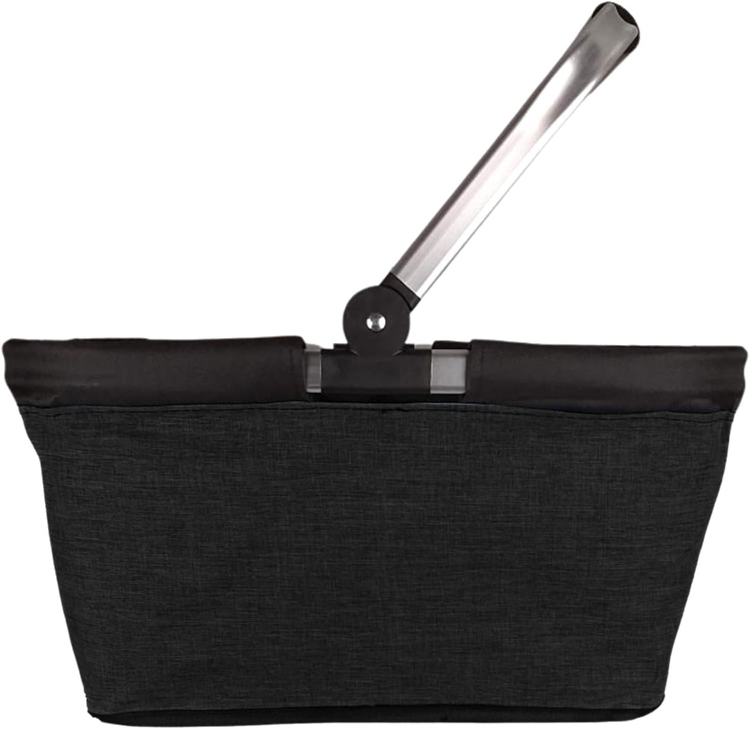 Einkaufskorb faltbar, 20L Tragekorb mit Alurahmen faltbar, Geschenk Einkaufstasche Mama, schwarz, Sc