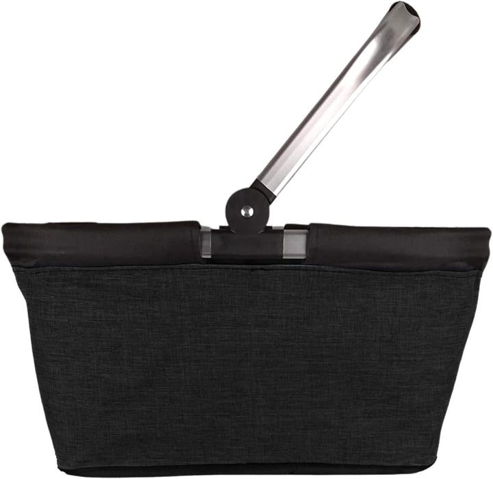 Einkaufskorb faltbar, 20L Tragekorb mit Alurahmen faltbar, Geschenk Einkaufstasche Mama, schwarz, Sc