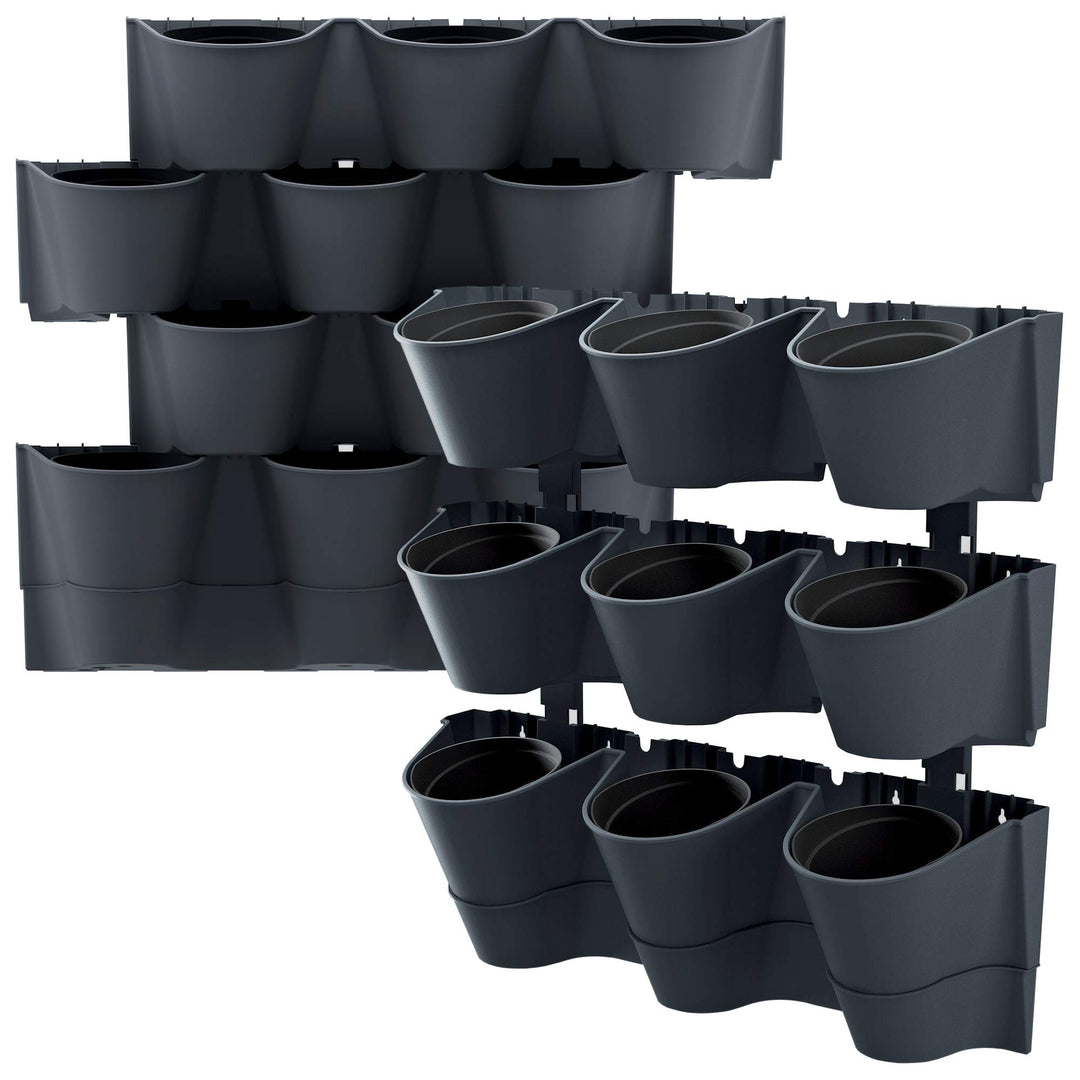 Macetero vertical Prosperplast Cascade Wall de plastico en color antracita 67 (largo) x 17,7 (ancho)
