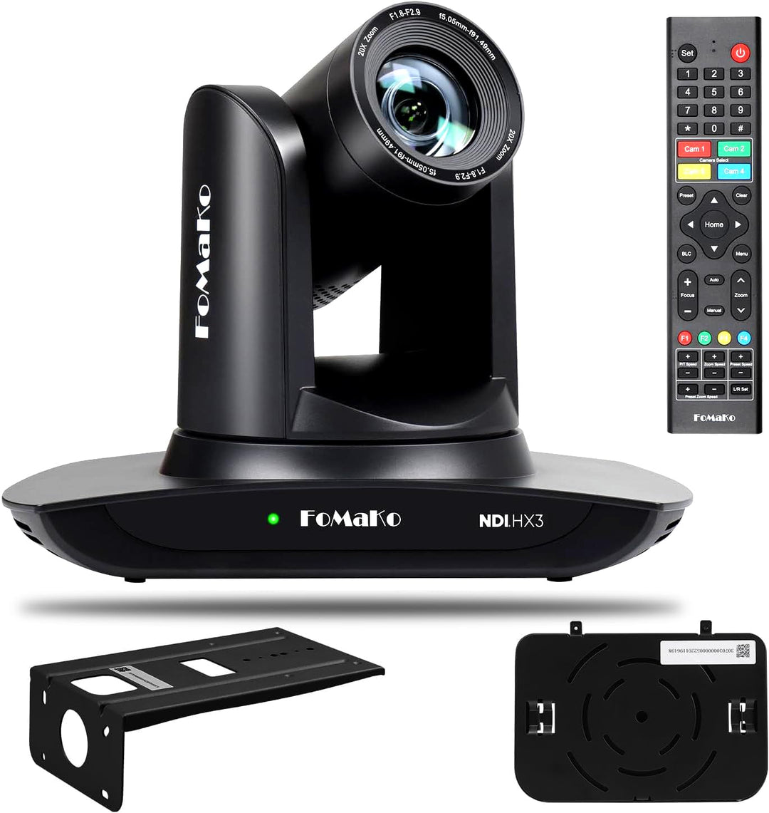 FoMaKo NDI HX3 PTZ Kamera KI-Auto-Tracking 20x Optischer Zoom mit HDMI/USB3.0/LAN(PoE) für Live-Gott