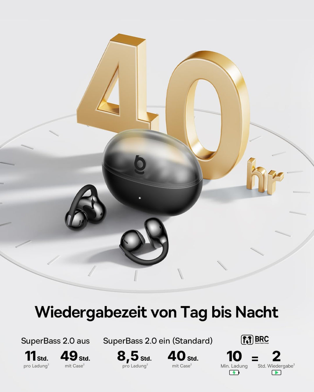 Baseus MC2 Air Open Ear Kopfhörer, Clip-On Earbuds mit CloudComfort, SuperBass 2.0, Bluetooth 6.0, 4