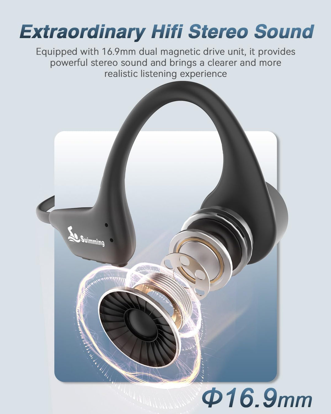 ANSTEN Kopfhörer Schwimmen,IPX8 wasserdichte Kopfhörer Schwimmen mit MP3-Player 32GB Speicher, Knoch