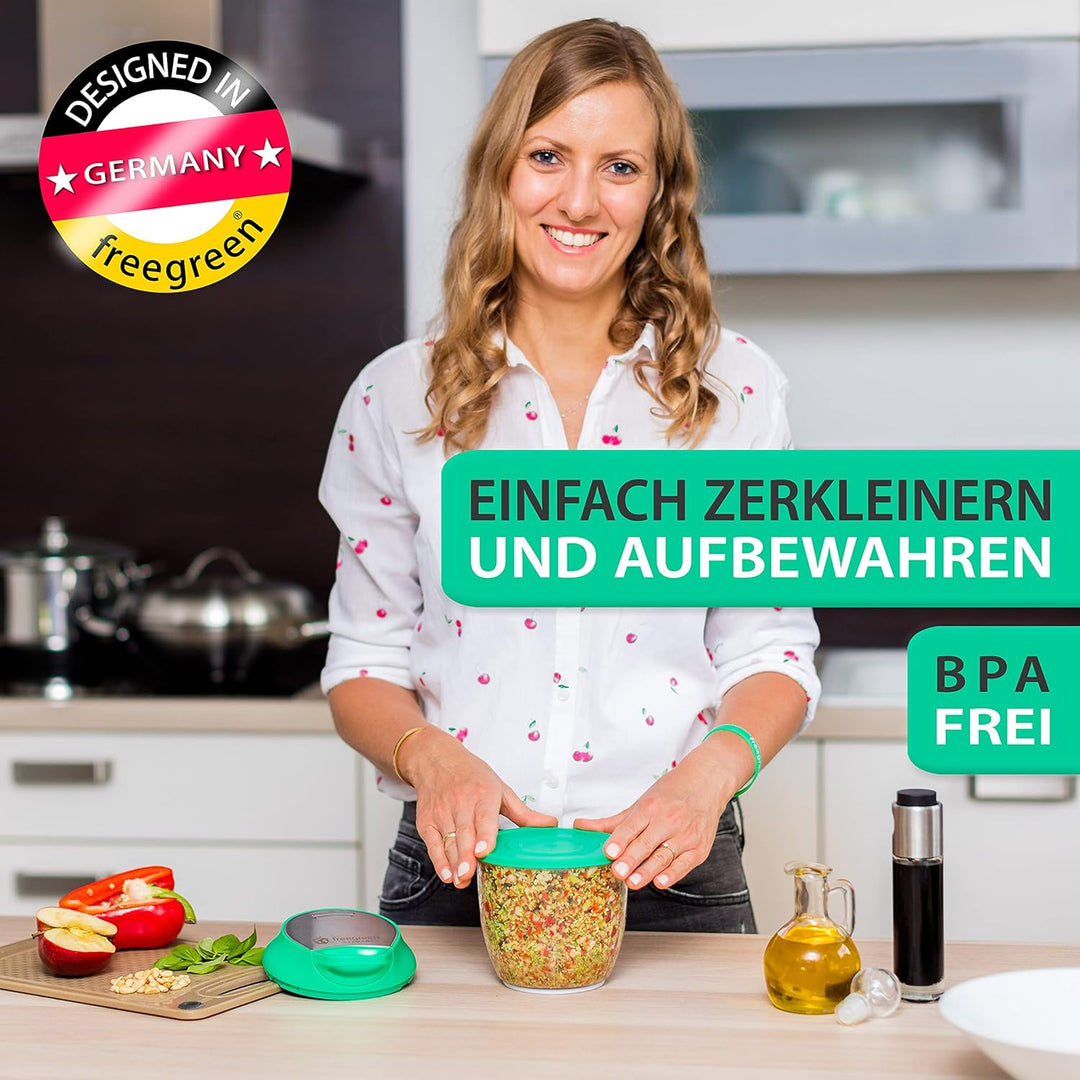 freegreen® GERMANY Gemüseschneider 940 ml Multi-Zerkleinerer I Zwiebelschneider I Universalzerkleine