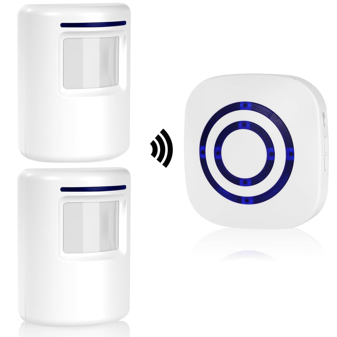 Bewegungsmelder Durchgangsmelder Alarm Katzenklingel Funkalarmanlage Set mit Plug-in-Empfänger und P