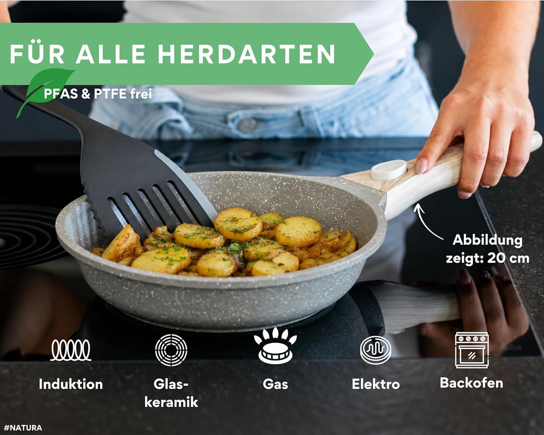 DIVORY Keramikpfannen Set 20, 24, 28 cm – Pfannen mit abnehmbarem Griff, Keramikbeschichtung, indukt