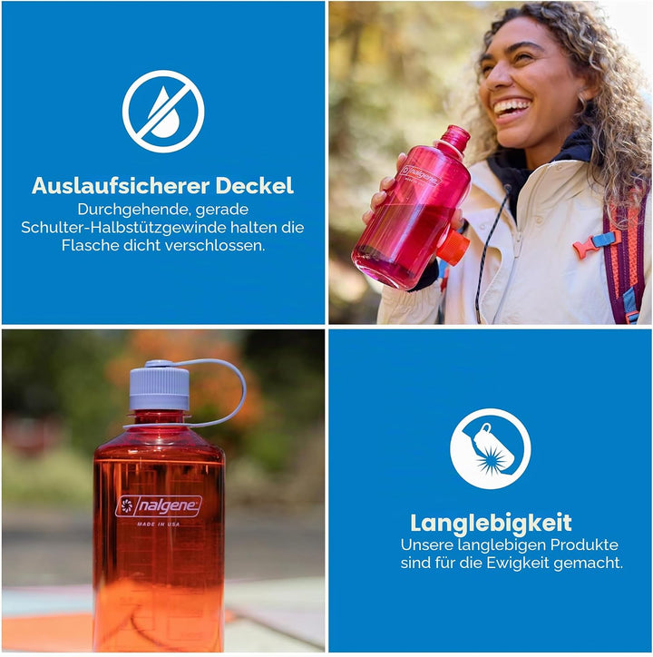 Nalgene Wasserflasche – Leichte Sustain Tritan BPA-freie, bruchsichere Flasche für Rucksackreisen, W