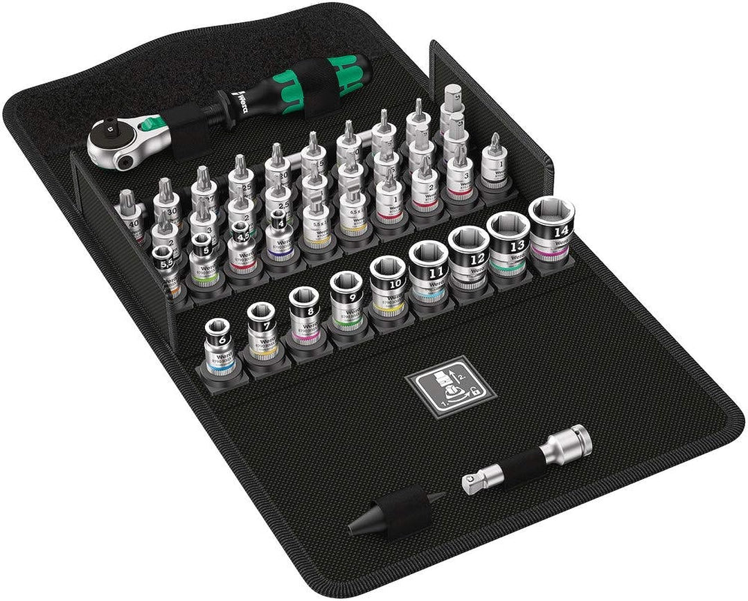 Wera 05003755001 8100 SA All-in Zyklop Speed-Knarrensatz, 42-teilig, 1/4 Zoll, Farbig Single, Single