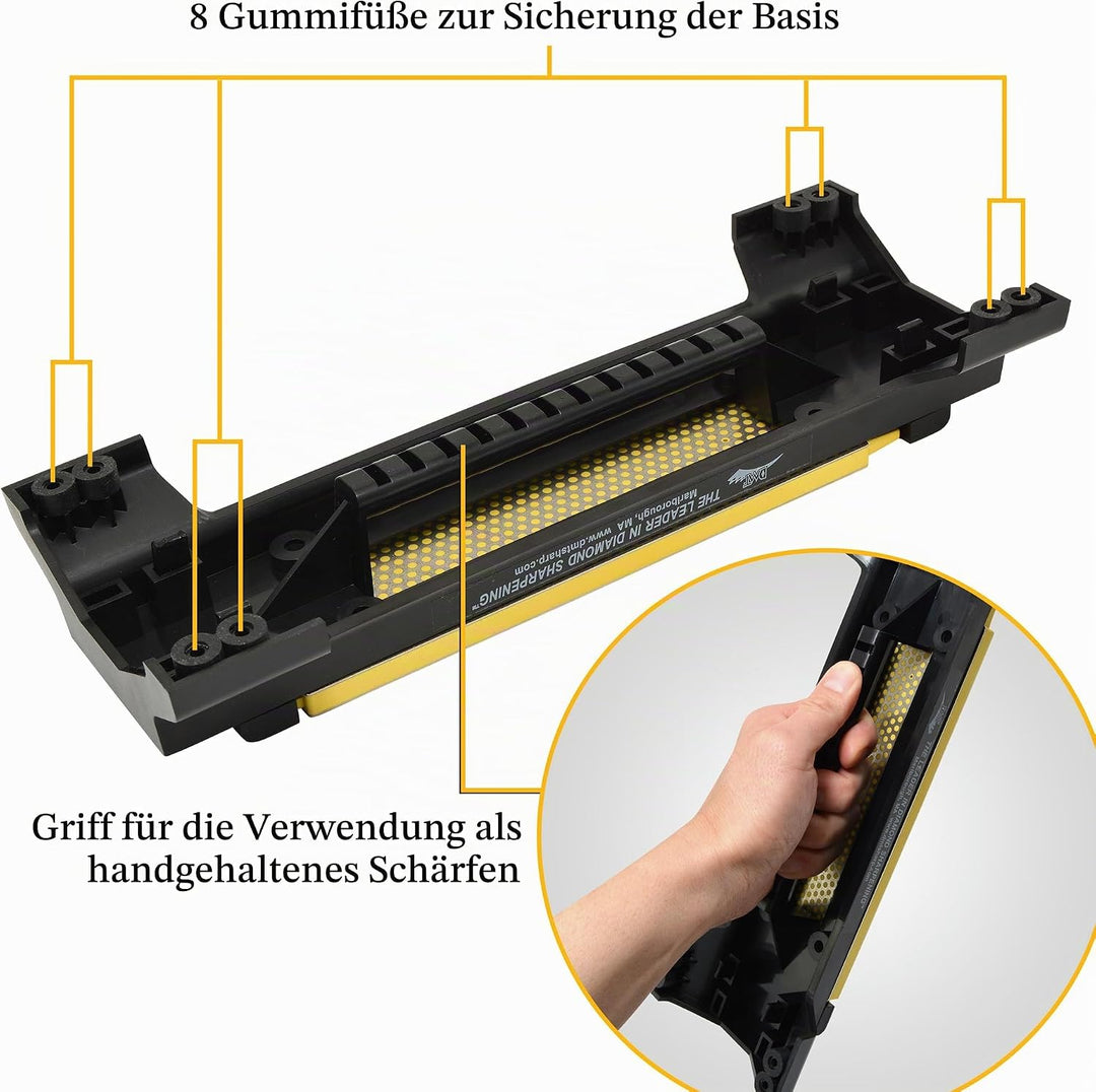 DMT DuoSharp® Diamant Schleifstein 8" mit Basis Grob/Fein | Doppelseitiger Messerschärfer in Profiqu