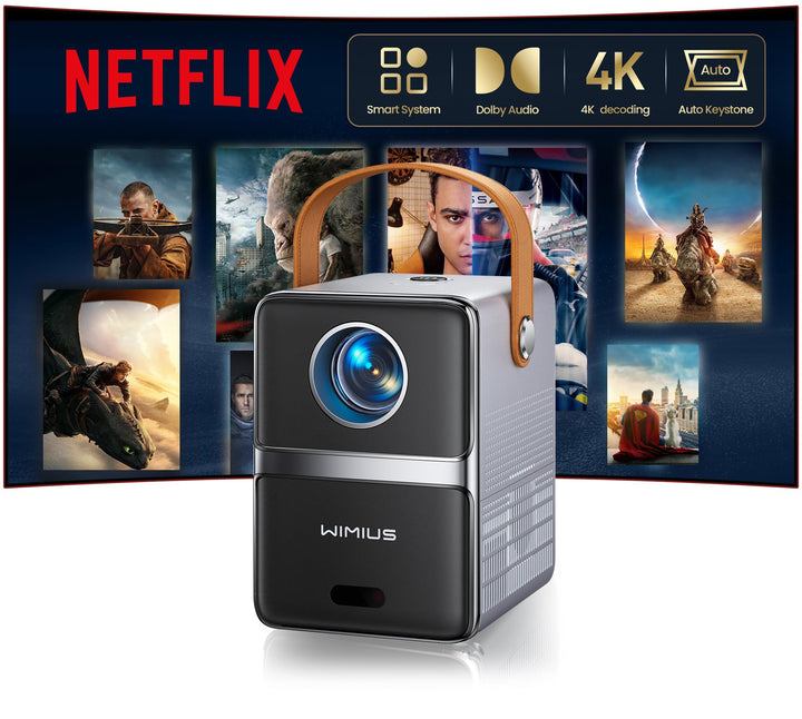 Mini Beamer 4K [Netflix Official|Dolby Audio] Smart Beamer Klein with WiFi6 2-Wege Bluetooth Full HD