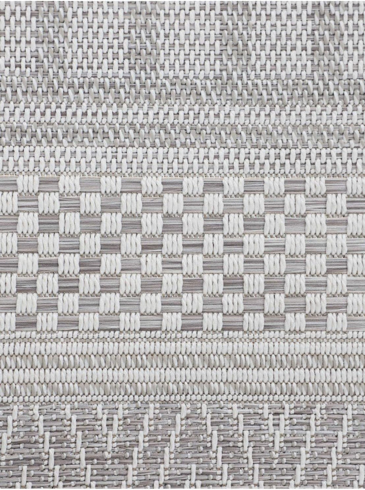 carpetfine In- und Outdoor Teppich Boho Rund Beige Flachgewebeteppich Ø 120 cm | Moderner Teppich We