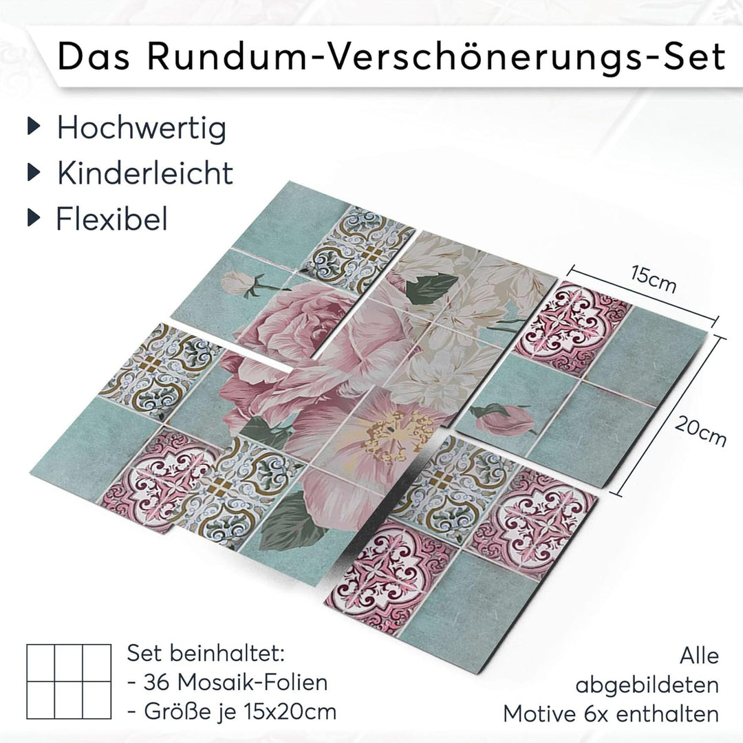 CREATISTO Mosaik Klebefliesen Stickerfliesen Fliesenfolie - Klebe Folie für Wandfliesen I Klebeflies