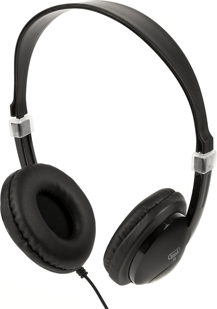 Trevi TV-Kopfhörer mit Lautstärkeregler und 5m Langen Kabel, HTV636, schwarz,