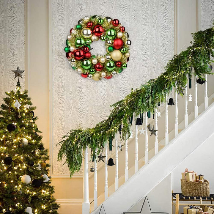 13 Zoll/33cm Weihnachtskranz, Türkranz, Weihnachtlicher Weihnachtskranz Outdoor, Weihnachtsdeko Indo