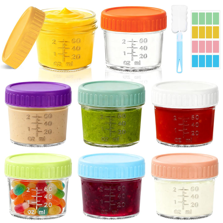 Mssushi 8 Stk 120ml Salatdressing Behälter, Glas Dressing Behälter mit Silikondeckel Auslaufsicher,