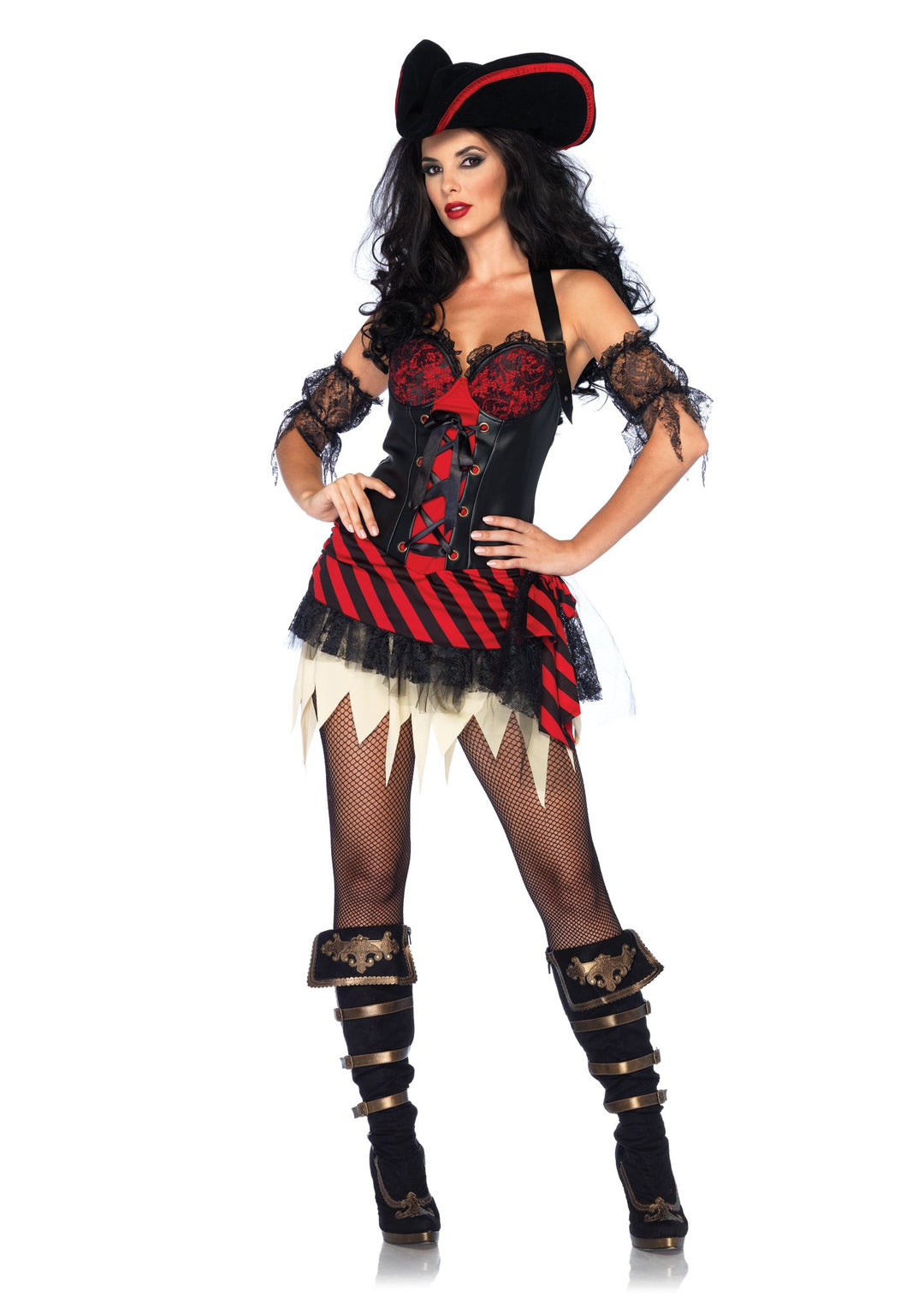 Leg Avenue 85116 - Cutthroat Piraten Kostüm, Grösse M, schwarz/rot
