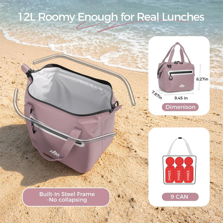 Lekesky Kühltasche Klein 12L – Wasserdicht & Leckgeschützt, Isolierte Lunchtasche für Unterwegs, Tra