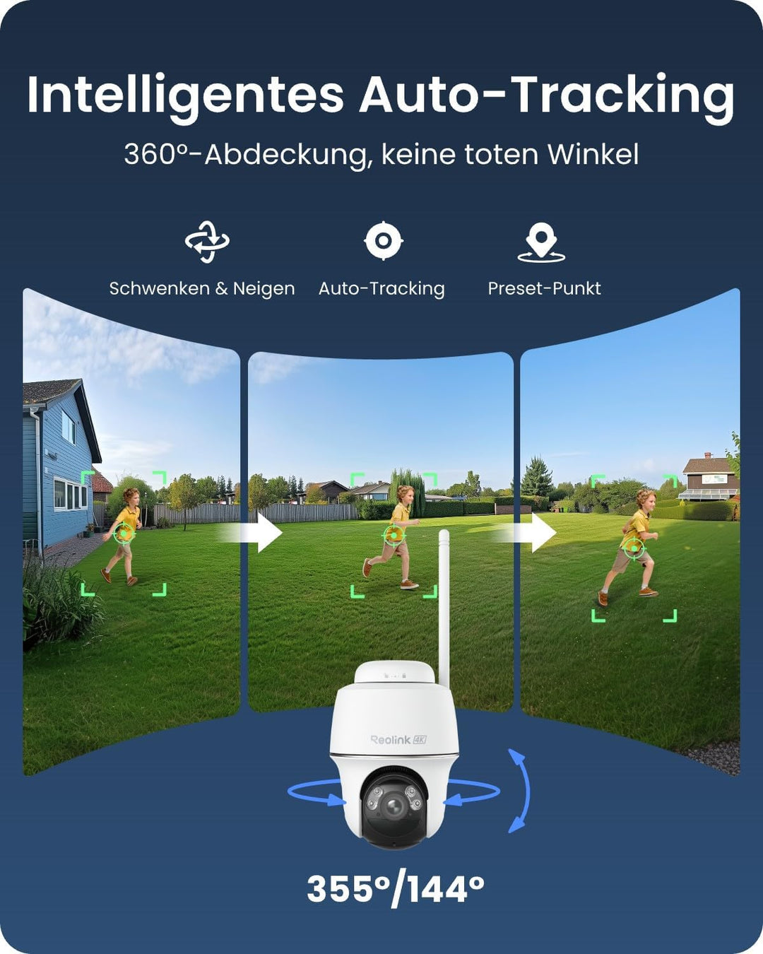 Reolink 4K PT Solar Überwachungskamera Aussen Set Outdoor Akku mit Home Hub, 360° Schwenkbare, Farbn