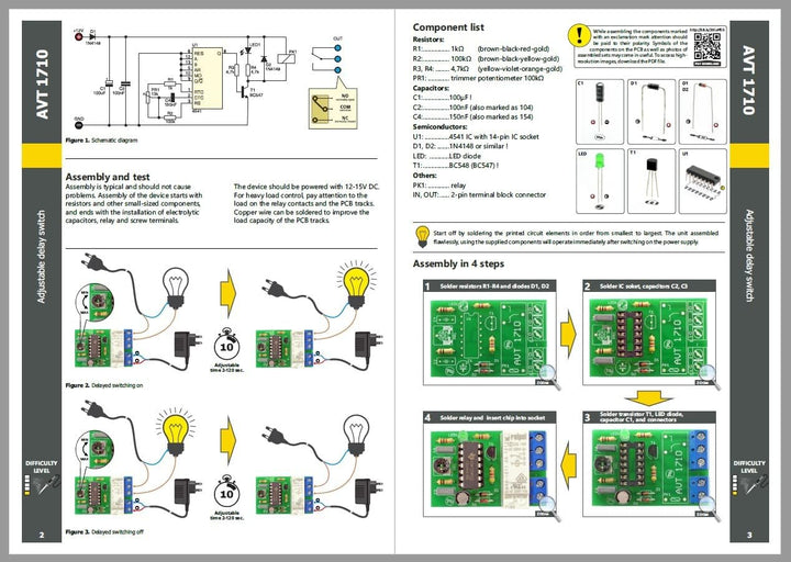 AVT1710 KIT DIY Verzögerungsschalter, Elektronisches DIY Kit, Lernpaket, Elektronik-Bastelkit, Kit z