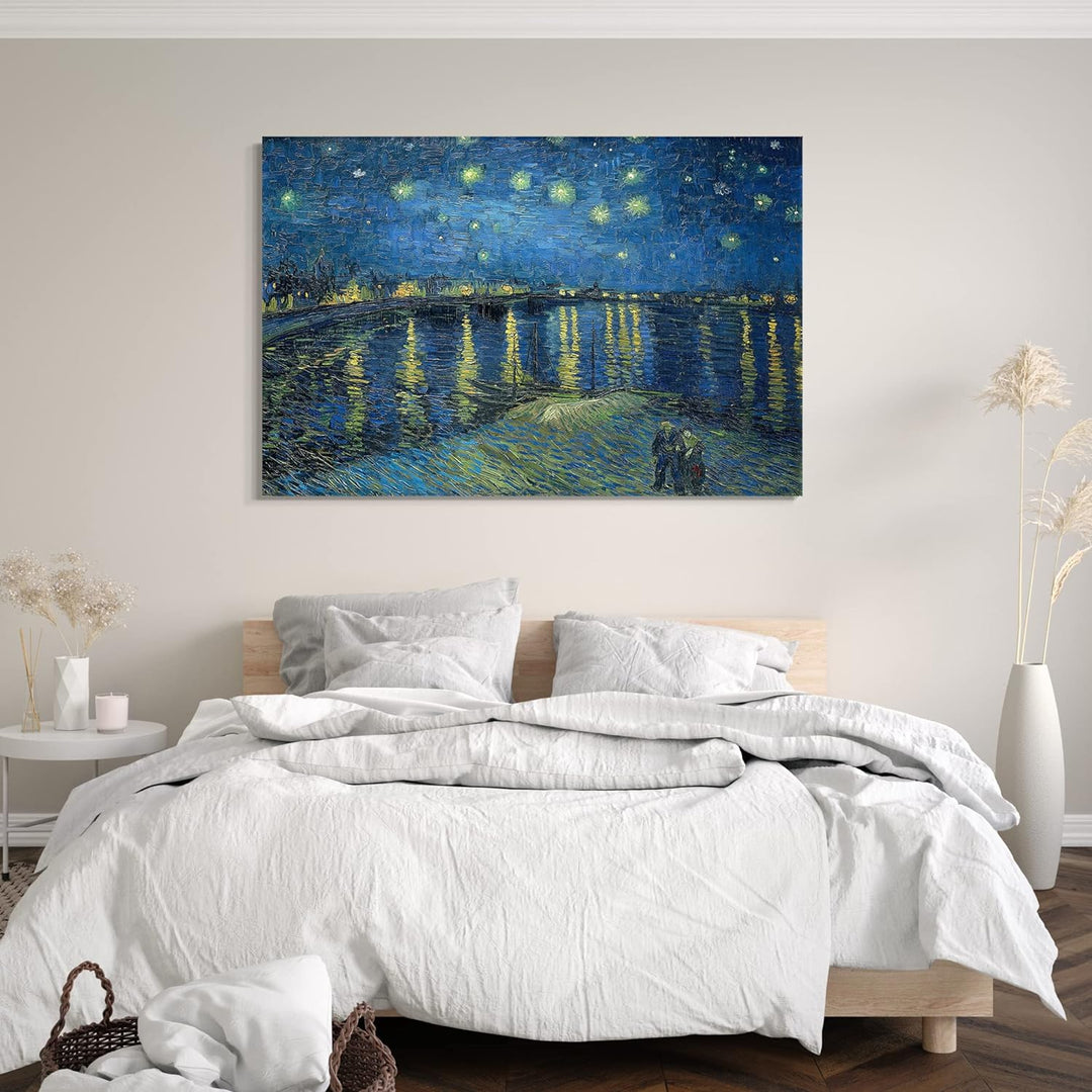 Printed Paintings Leinwand (80x60cm): Vincent Van Gogh - Sternennacht über die Rhône (1888) 80x60 cm